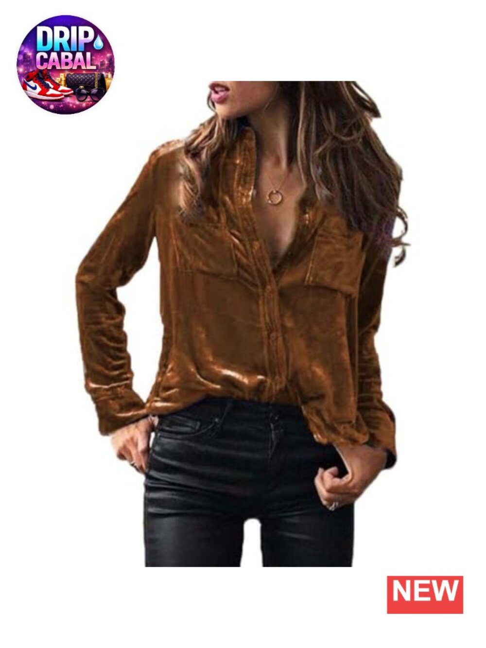 Velvet Long Sleeve Button Down Blouse Casual Vintage Chic Top